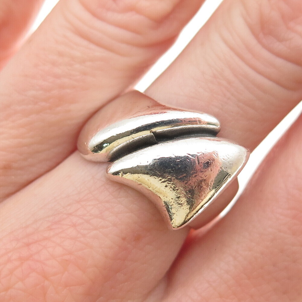 Pia Rauff 925 Sterling Silver Vintage Denmark Modernist Oxidized Ring Size 7